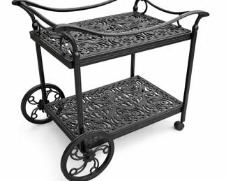 Outdoor Serving Cart in Brown Bronzed Powder Coated Finish