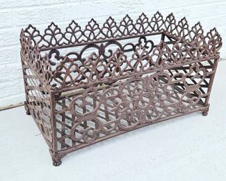  Ornate Cast Iron Fireplace Log Holder Rack 26” Decorative Firewood Basket