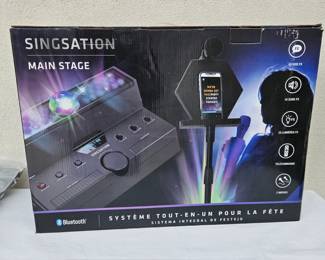 -Singsation Main Stage Karaoke System Bluetooth Party Speaker Lights Microphones New In Box
