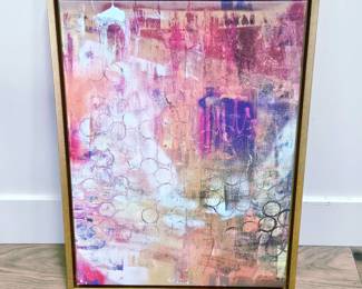 Framed Abstract Canvas Art 18x24 Gold Frame Modern Wall Decor