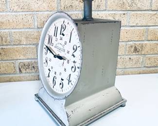 Novelty Vintage Style Gray Metal Kitchen Scale with Antique Clock Face