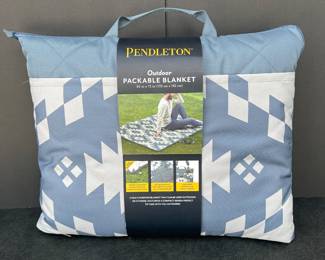  - Pendleton Outdoor Packable Blanket - Blue Geometric Design, 60 x 72 inches