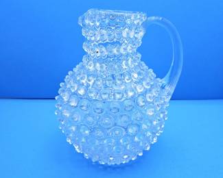 Vintage Hobnail Clear Glass Pitcher 9” Tall