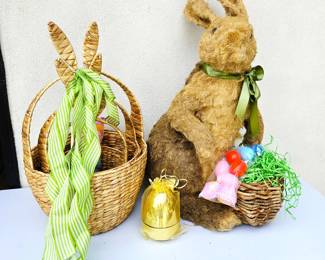  28" Tall Easter Bunny Decor w/ Nesting Baskets Eggs & Spring Accessories