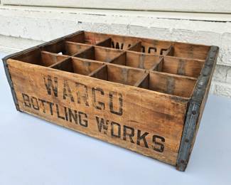 Vintage Wargo Bottling Works Wooden Bottle Crate w/ Dividers Industrial Storage