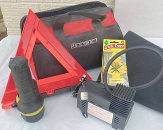 Bridgestone Car Emergency Kit 1990s Safety Reflective Triangle Flashlight Air Compressor Vanillamom Air Freshener