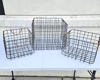 Threshold Metal Storage Baskets Wire Bins Copper Handles Set of 3