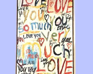 Colorful “Love You So Much” Graffiti Style Canvas Art in Wood Frame
