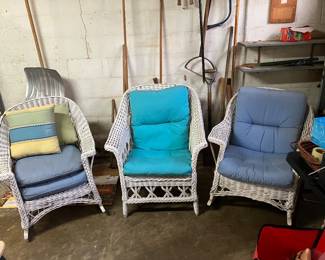 1 wicker rocker & 2 wicker chairs