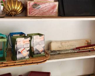 Not shown well, but vintage half gallon milk containers - as seen on TV