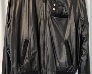 Badass Men's Vintage 80's Black, Coated Nylon MVP Racer/ Windbreaker Jacket Size L - XL