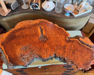 This slab of wood became a short table.