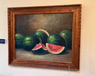 This wonderful painting does make me want watermelon, even the type with the seeds.  It's a tasty summer treat.