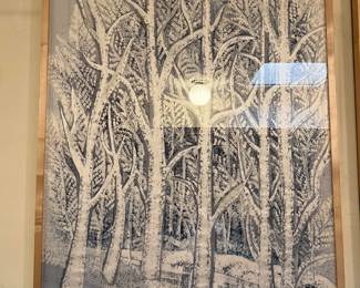 To me I see a wintertime stand of trees after their leaves have fallen.