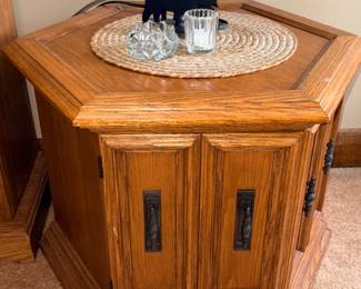 Vtg Wood Hexagon Side Table/Storage Cabinet!