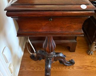 Mahogany tea chest.