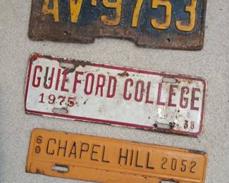 Vintage Metal License Plates-Chapel Hill NC Guilford College