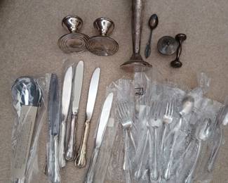 Sterling Silver Flatware, candle holders, etc