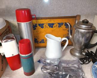 Metal Thermos, ice Crusher, etc