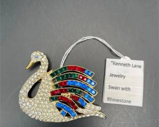 Kenneth Lane swan brooch pin