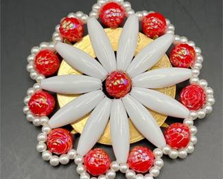 Bead flower brooch