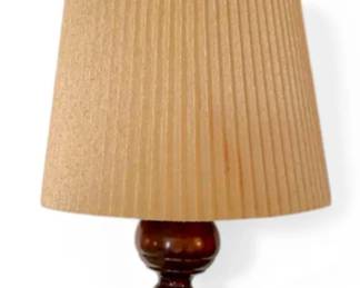 MidCentury Pleated Swag Lamp w Wooden Base