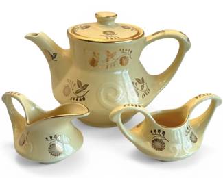 Pearl China 22k Gold HandDecorated Yellow Floral Tea Set
