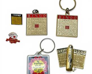 Vintage BingoThemed Keychains  Pins