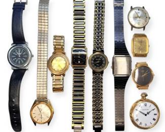 Black  Gold Watches  Including Bulova, Timex,  More
