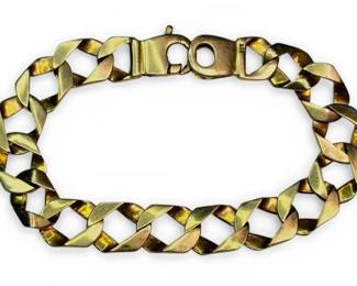 14k Yellow Gold Curb Link Bracelet 22.08g