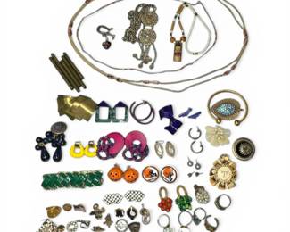 Colorful Mixed Costume Jewelry, Pins,  More