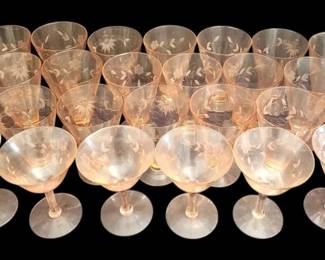 Pink Depression Glass Goblets  Champagne Coupes
