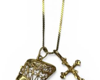 14k Gold Pendants  Necklace Chain 5.72g Total