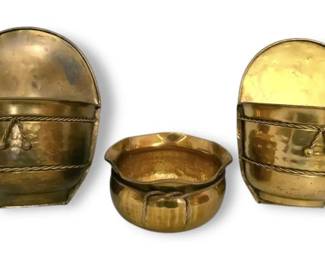 Brass Wall Pockets  Planter Bowl