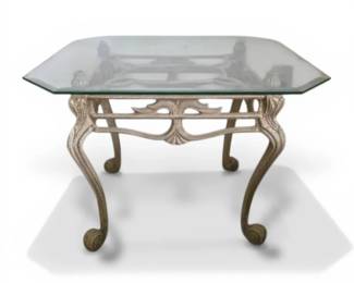 Wrought Iron Tuscany Style Glass Top End Table