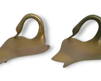 Two Brass Swan Trinket Dishes