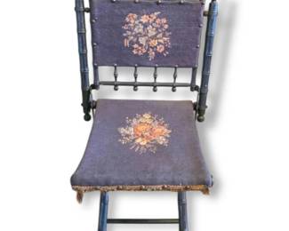 Antique Bamboo Folding Campaign Chair
