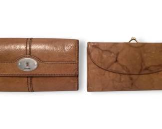 Two Womens Brown Leather Wallets