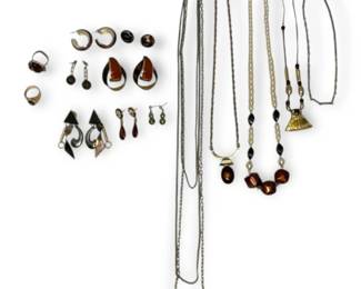 Vintage Costume Jewelry in Brown  Metallic Tones