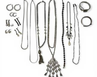 Vintage SilverToned Costume Earrings, Necklaces,  Bracelets