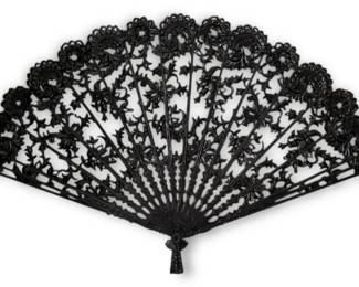 Large Vintage Burwood Black Decorative Fan Wall Hanging
