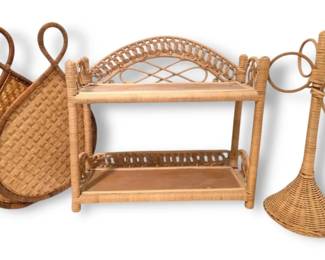 Rattan Wicker Bathroom Accessories  Shelf, Towel Rack,  Wall Hangings
