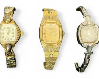 Vintage GoldPlated Ladies Watches  Bulova, Seiko Quartz,  Delaware
