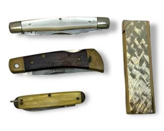 Vintage Pocket Knives  GoldToned JJJ Banner Lighter
