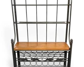 Black Metal Bakers Rack With Wood Top
