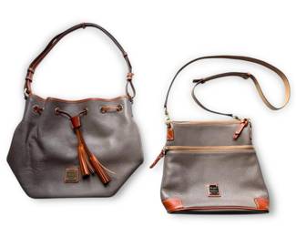 Dooney  Bourke Taupe Leather Drawstring Purse  Crossbody Bag w COA