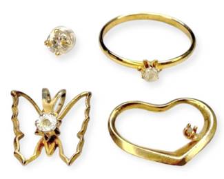 Unmarked Gold  Diamond Jewelry 1.21g Total