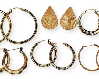14k Gold Hoops  Seashell Earrings 12.83g Total