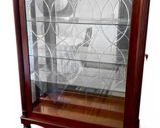 Wooden Glass Curio Cabinet w Sliding Door  Lock