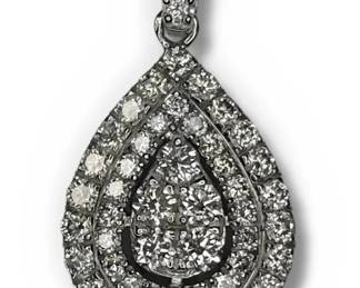 14k White Gold Diamond Teardrop Pendant 3.61g